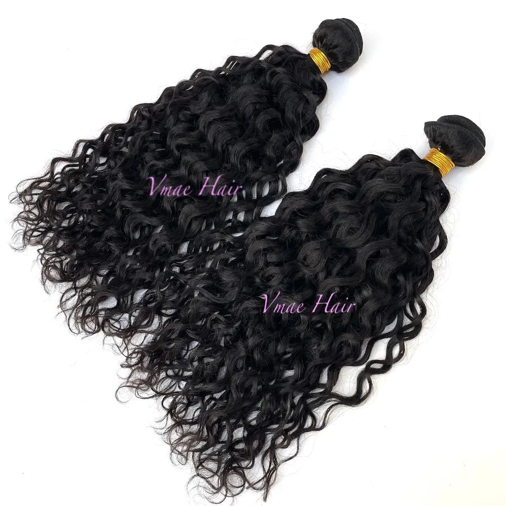 VMAE Wholesale Unprocessed Raw Water Wave Deep Wavy Cuticle Aligned Hair Weft Bundles Brazilian Human Hair Bundles Extensions