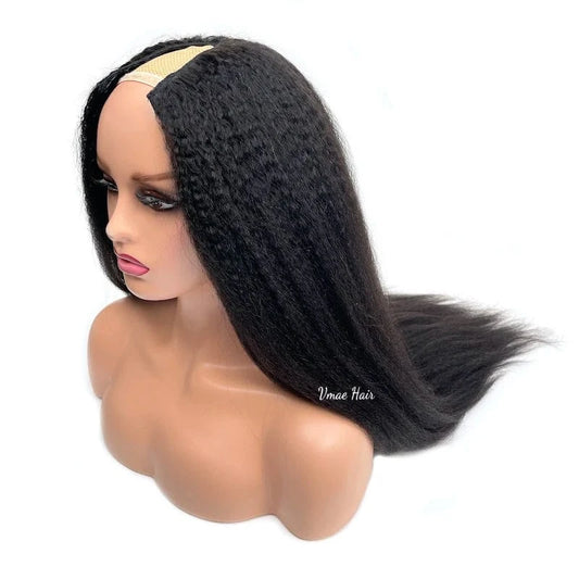 VMAE Wig Vendors Wholesale Cuticle Aligned Raw Human Hair Wig Natural Coarse Kinky Straight U V Part Human Hair Wigs for Black W