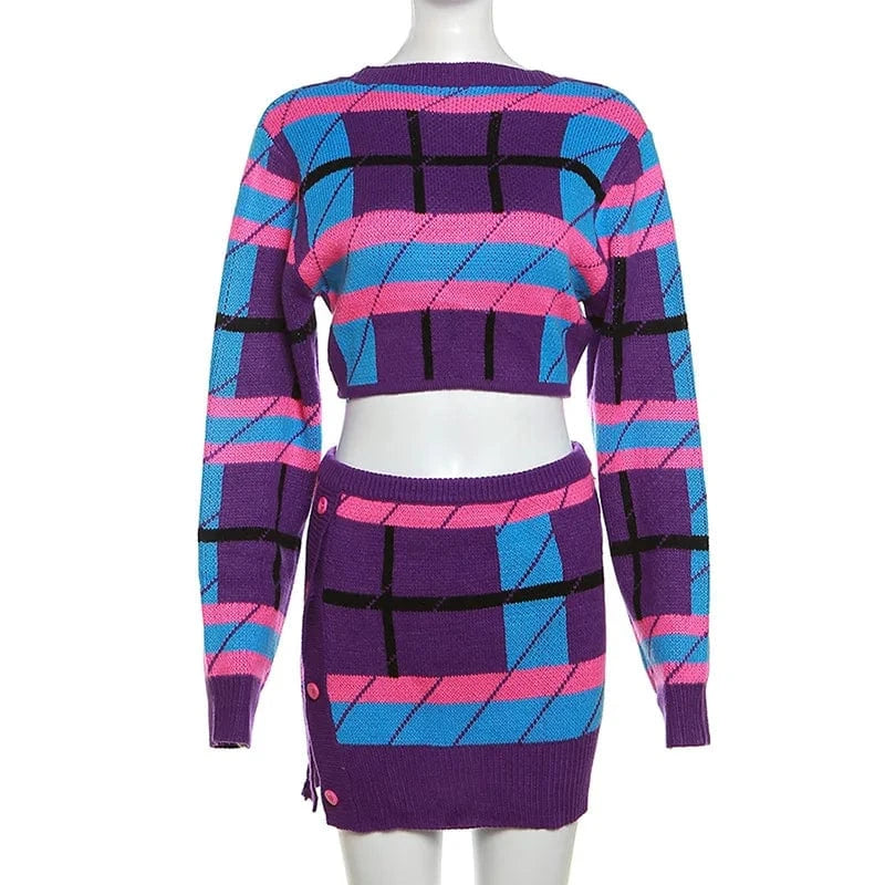 W23S35771 Wholesale 2024 New Arrivals Fashion Knitted Sweater 2 Piece Skirt And Top Set For Women