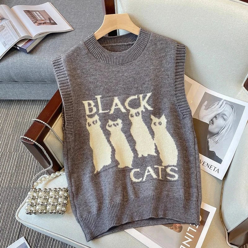 Waistcoat knitted vest women 2024 spring and autumn new round neck sleeveless fashion vest sweater vest blouse