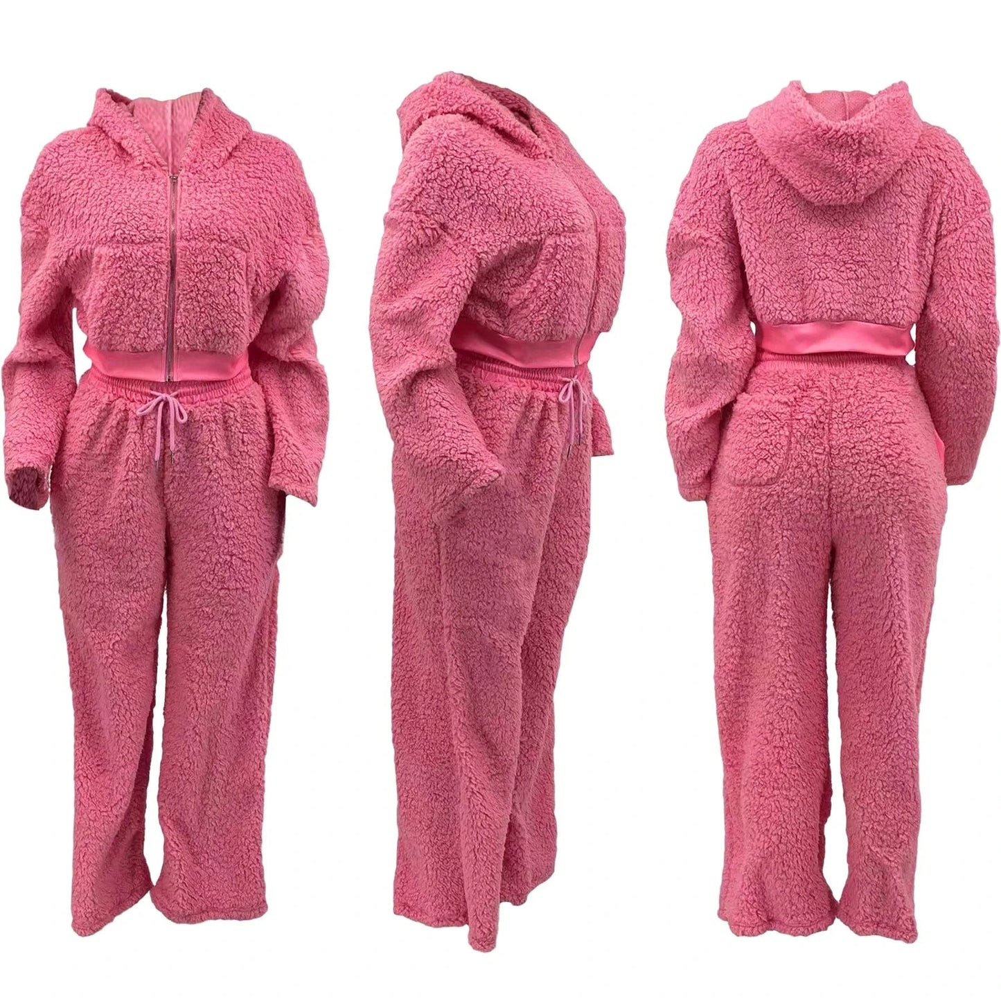 Warm Thick Fleece Jogger Set Women Woman Winter Fleece Sweat Suit Fuzzy Lounge Wear 2 PC Set