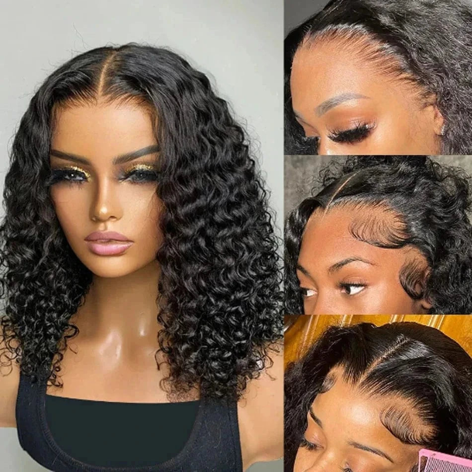 Water wave Remy Hair 13x4 Lace Front Wigs Human Hair Short Bob Wigs Pre Plucked With Baby Hair For Black Women