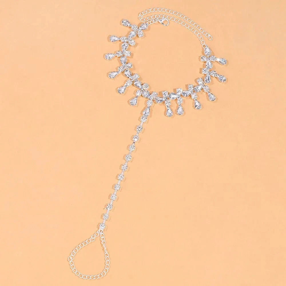 Waterdrop Anklet Rhinestone Accessories Summer Foot Jewelry For Women Crystal Ankle Chain Accessory
