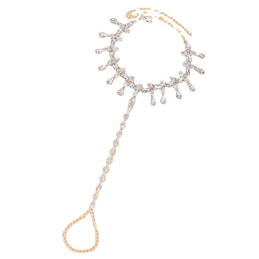 Waterdrop Anklet Rhinestone Accessories Summer Foot Jewelry For Women Crystal Ankle Chain Accessory