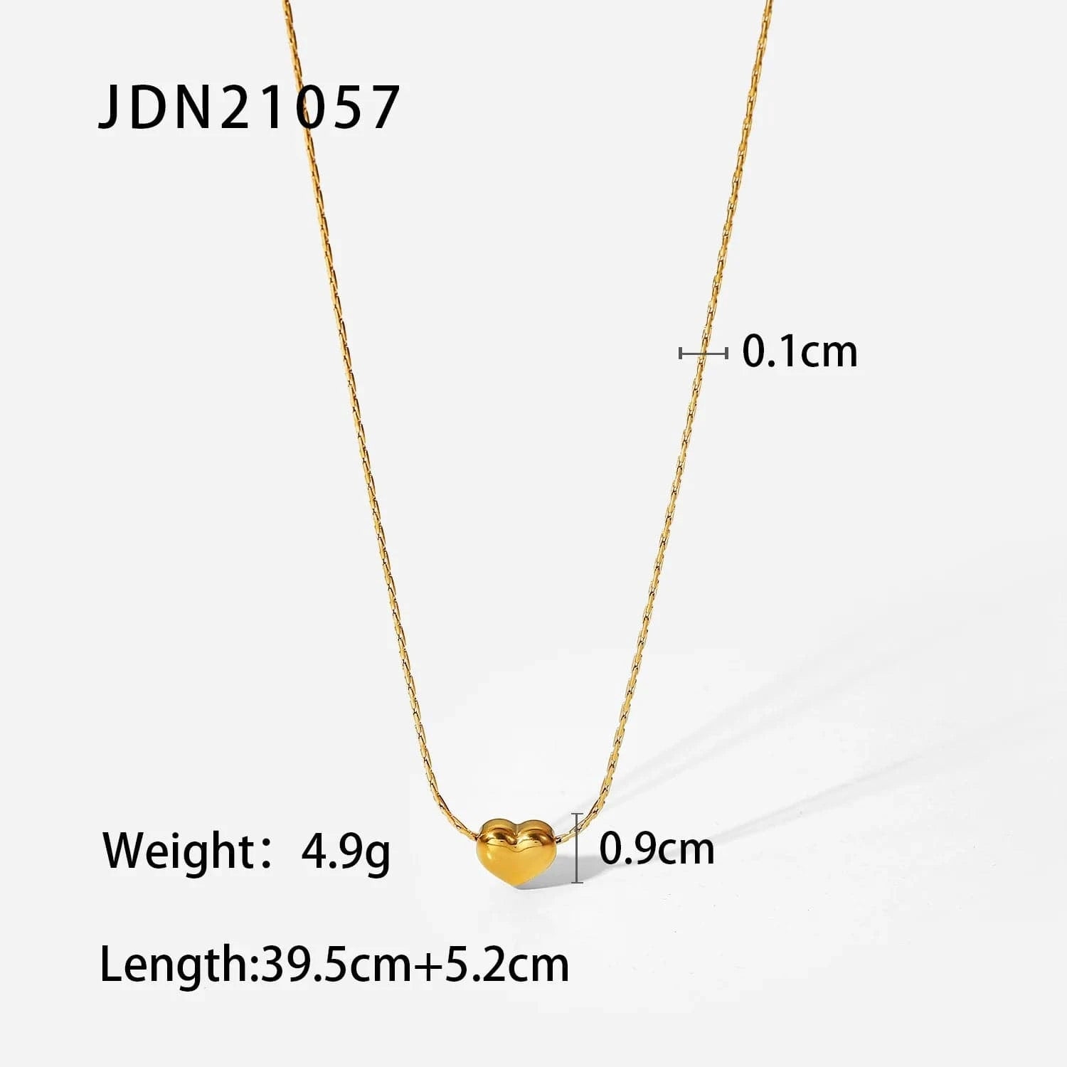 Waterproof / 18inches / N2459 N2459 New Arrival 18K PVD Gold Plated Heart Pendant Choker Jewelry Party Stainless Steel Simple Smooth Heart Necklace for Girls