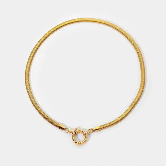 Waterproof / 18inches / N2499 N2499 5mm Thick Choker With Soft Round Spring Clasp Sailor Buckle Gift Stainless Steel Gold Snake Necklace For Women