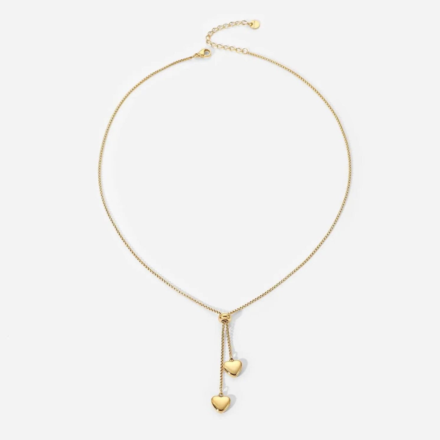 Waterproof / 35.5cm / N2494 N2494 Cheap Y-shaped Stainless Steel Jewelry Party Gift Soft 14K Gold Rope Chain  Love Heart Pendant Necklace Girls