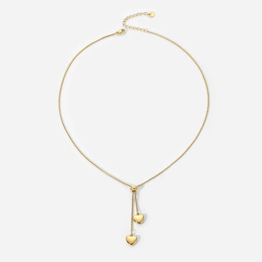 Waterproof / 35.5cm / N2494 N2494 Cheap Y-shaped Stainless Steel Jewelry Party Gift Soft 14K Gold Rope Chain  Love Heart Pendant Necklace Girls
