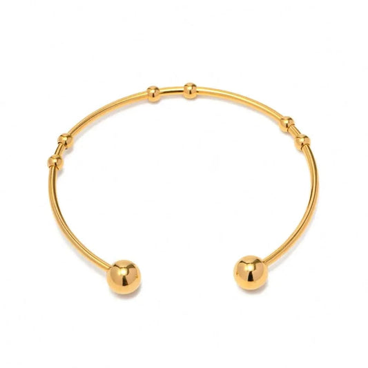 Waterproof / 6.3cm / BG900 BG900 Fashion Jewelry 18K Gold Plated Ball Bracelets Stainless Steel Round Bead Ball Cuff Bangle