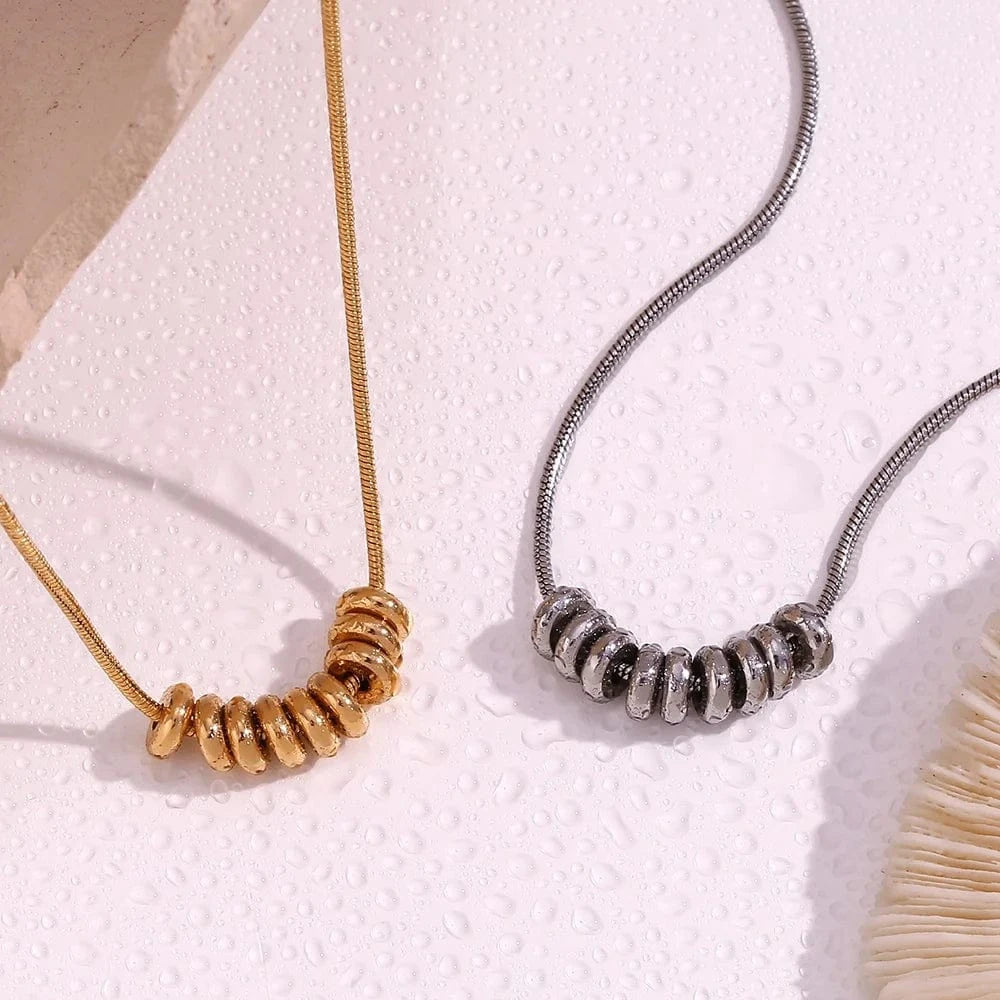 Waterproof Necklace PVD Gold Plated Beads Necklace Non Tarnish Stainless Steel Jewelry collier en acier inoxydable