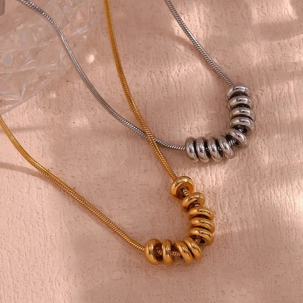 Waterproof Necklace PVD Gold Plated Beads Necklace Non Tarnish Stainless Steel Jewelry collier en acier inoxydable