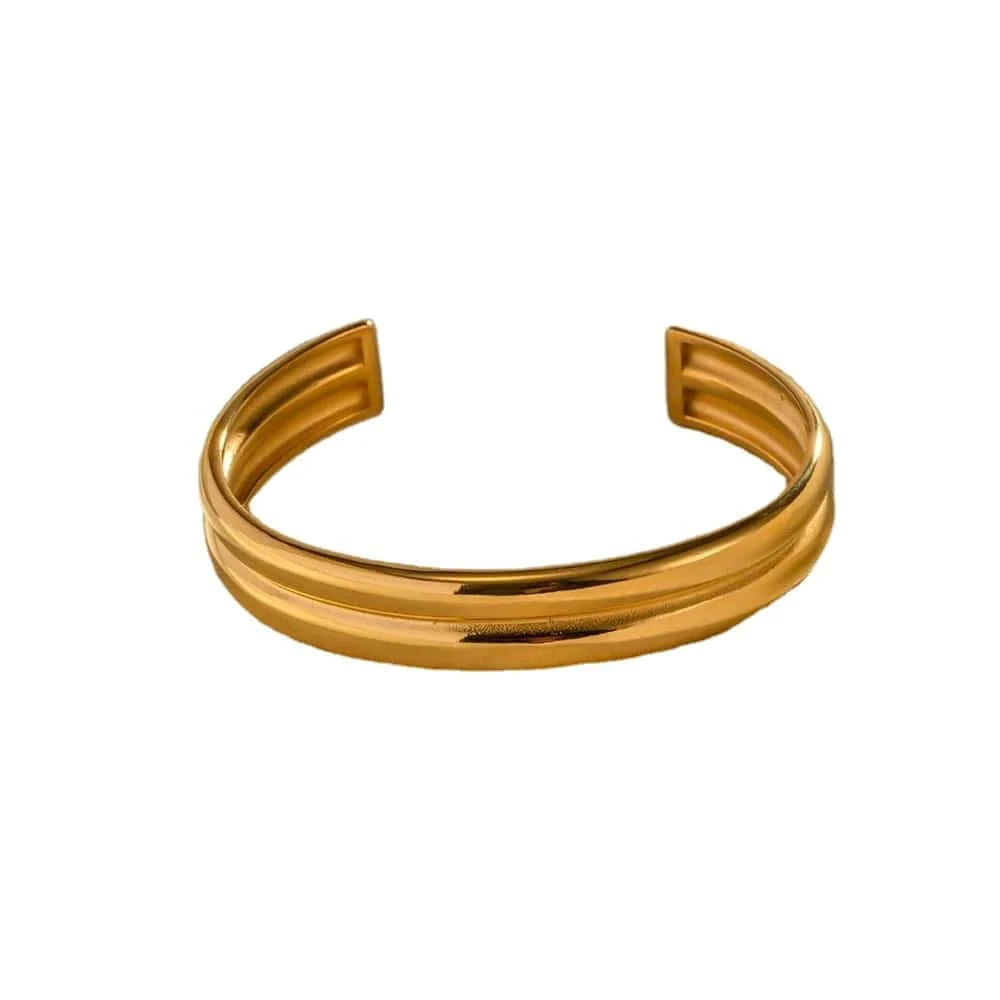 Waterproof / Picture / BG904 BG904 Minimalist Women Dainty Layer Chunky 18K PVD Gold Plated Stainless Steel Bracelet Opening Bangle