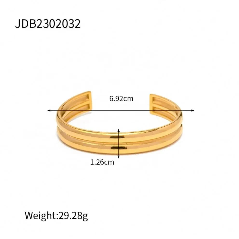 Waterproof / Picture / BG904 BG904 Minimalist Women Dainty Layer Chunky 18K PVD Gold Plated Stainless Steel Bracelet Opening Bangle