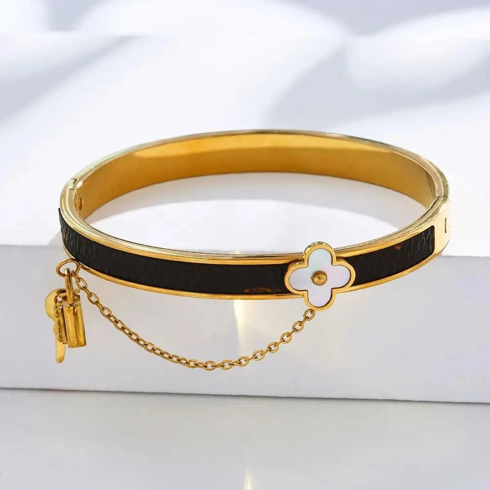 Waterproof Zircon 18k Gold Plated Famous Branded Inspired Designer Fashion Fine Stainless Steel Jewelry Fashion Bracelet Bangle