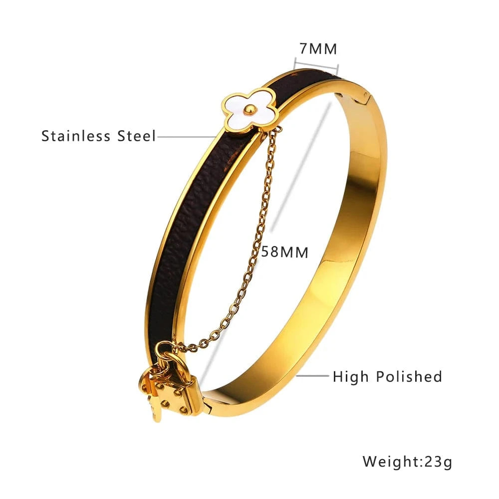 Waterproof Zircon 18k Gold Plated Famous Branded Inspired Designer Fashion Fine Stainless Steel Jewelry Fashion Bracelet Bangle