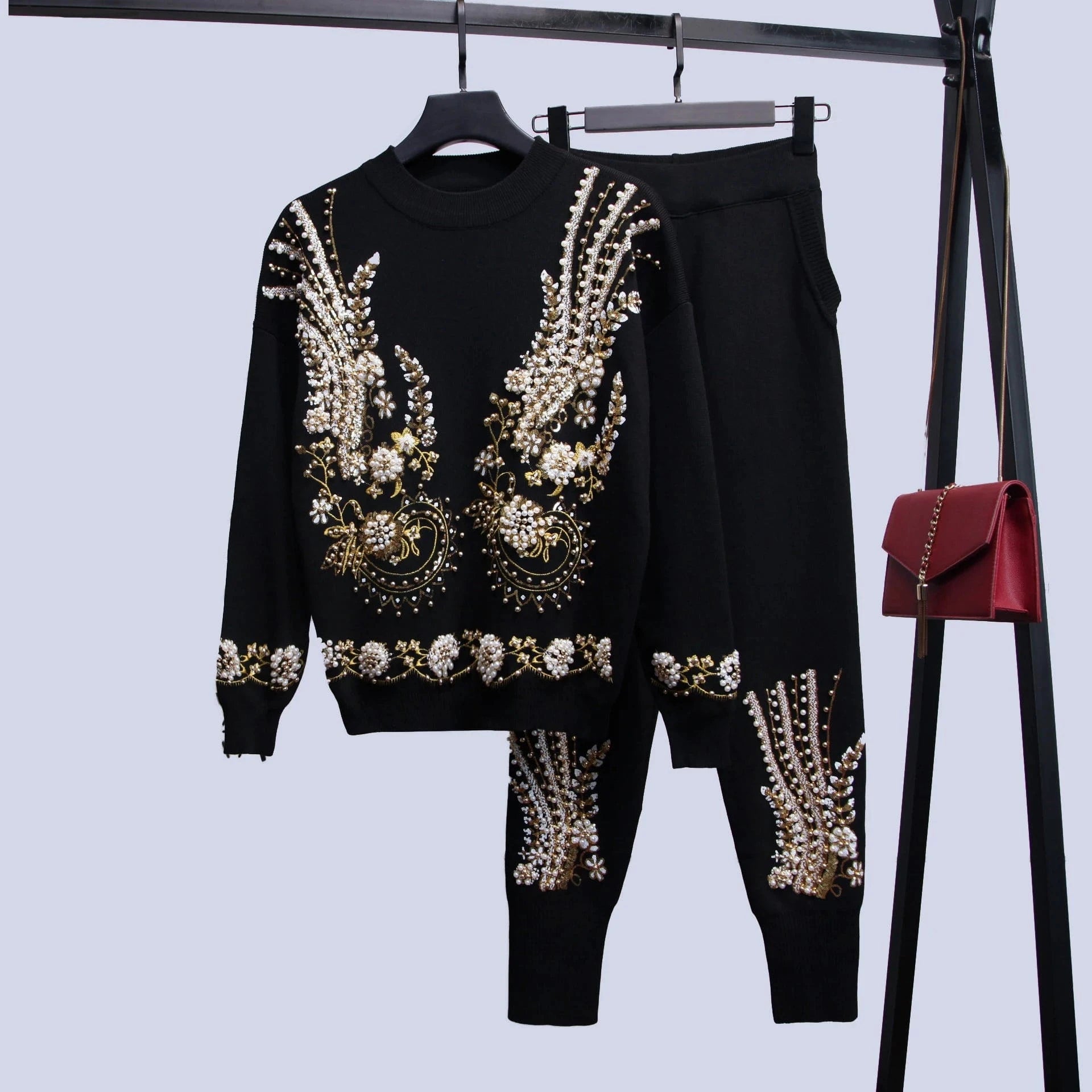 WC2202 Womens New Arrivals Ladies Sweater For Winter Crewneck Sweater Women Top Seller Fabric Pearl Decorations