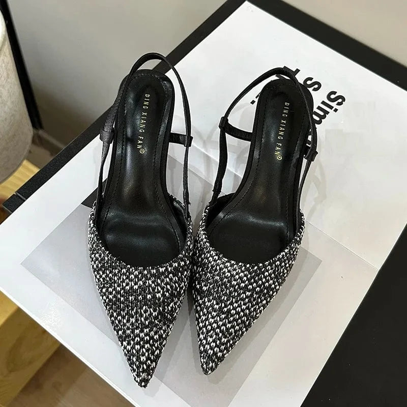 Weave Designer Kitten Heels 2024 Women Shoes Fashion Pumps Pointed Stiletto Ladies Sandals