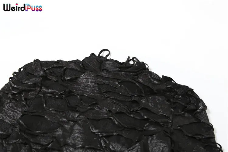 Weird Puss Destruction Style Dress Women Autumn Trend Turtleneck Backless See Through Full Sleeve Skinny Stretch Mini Bodycon