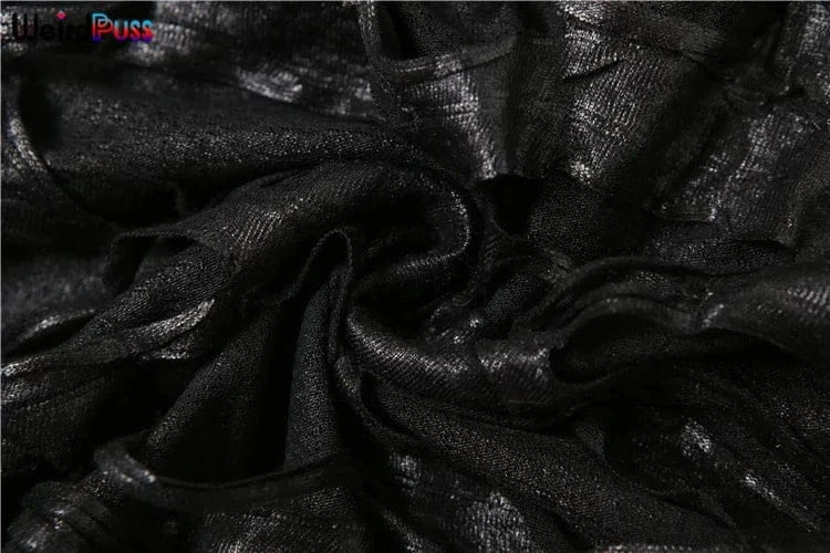 Weird Puss Destruction Style Dress Women Autumn Trend Turtleneck Backless See Through Full Sleeve Skinny Stretch Mini Bodycon