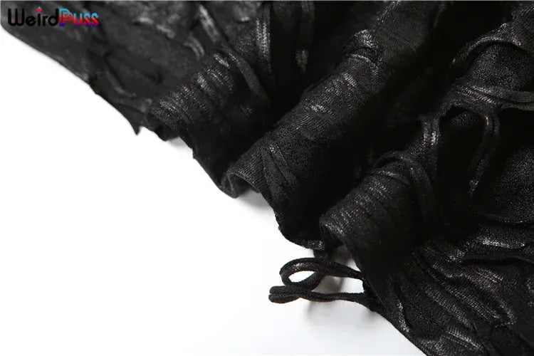 Weird Puss Destruction Style Dress Women Autumn Trend Turtleneck Backless See Through Full Sleeve Skinny Stretch Mini Bodycon