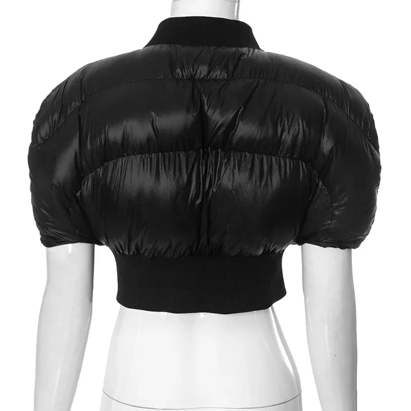 Weird Puss Hipster Zip Jacket Women Thick Padded Autumn New Fashion Shorts Sleeve Quilted Padded Casual Basic Wild Streetwear - SN Wigs & More