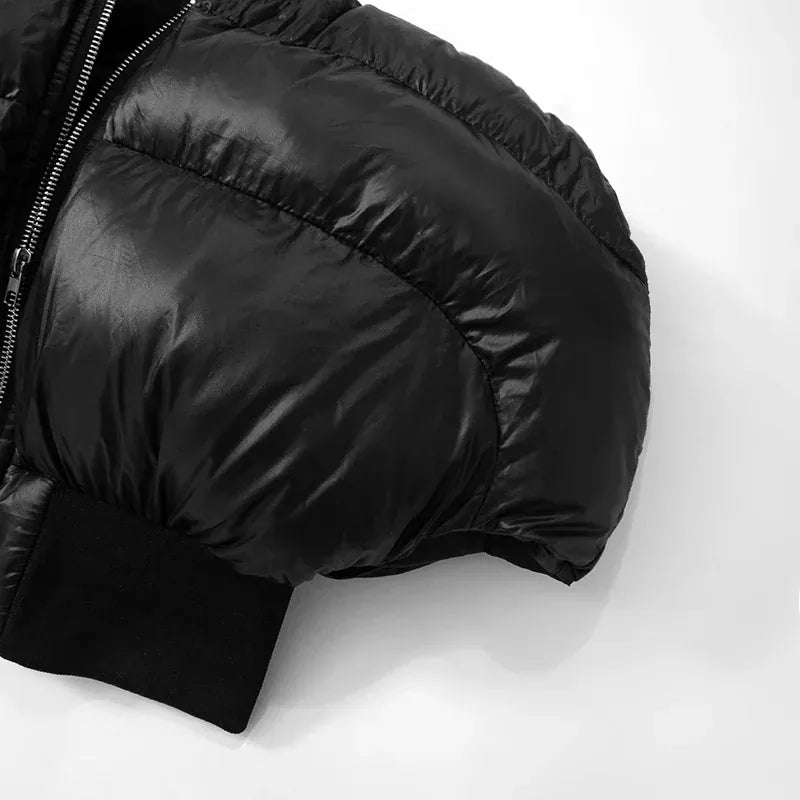Weird Puss Hipster Zip Jacket Women Thick Padded Autumn New Fashion Shorts Sleeve Quilted Padded Casual Basic Wild Streetwear - SN Wigs & More