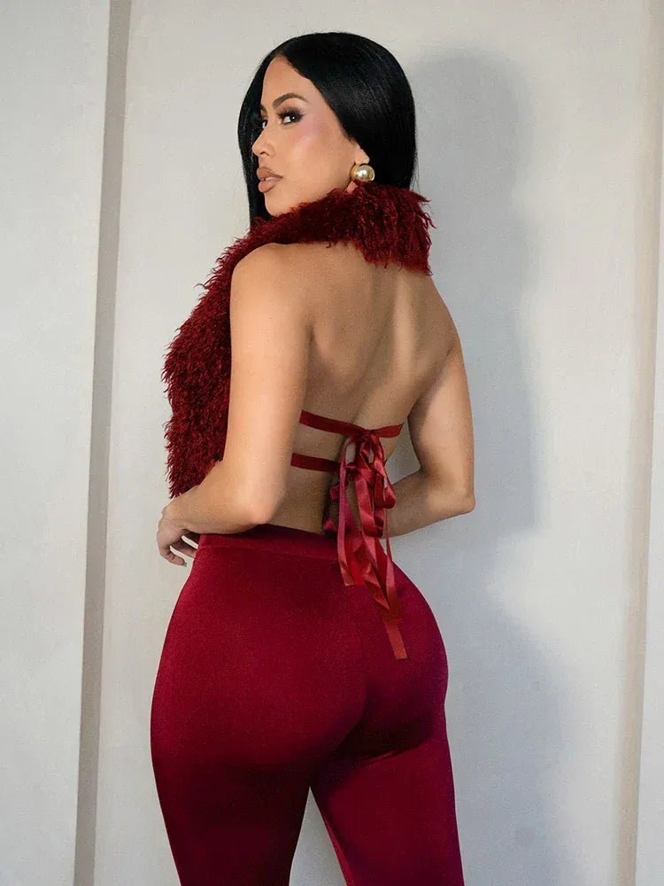 Weird Puss sexy 2 Piece Set Women Tracksuit hipster Halter Backless furry Tank Tops+leggings matching Sexy Streetwear Outfits - SN Wigs & More