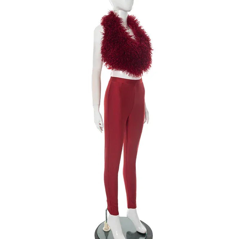 Weird Puss sexy 2 Piece Set Women Tracksuit hipster Halter Backless furry Tank Tops+leggings matching Sexy Streetwear Outfits - SN Wigs & More