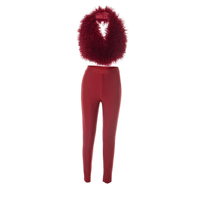 Weird Puss sexy 2 Piece Set Women Tracksuit hipster Halter Backless furry Tank Tops+leggings matching Sexy Streetwear Outfits - SN Wigs & More