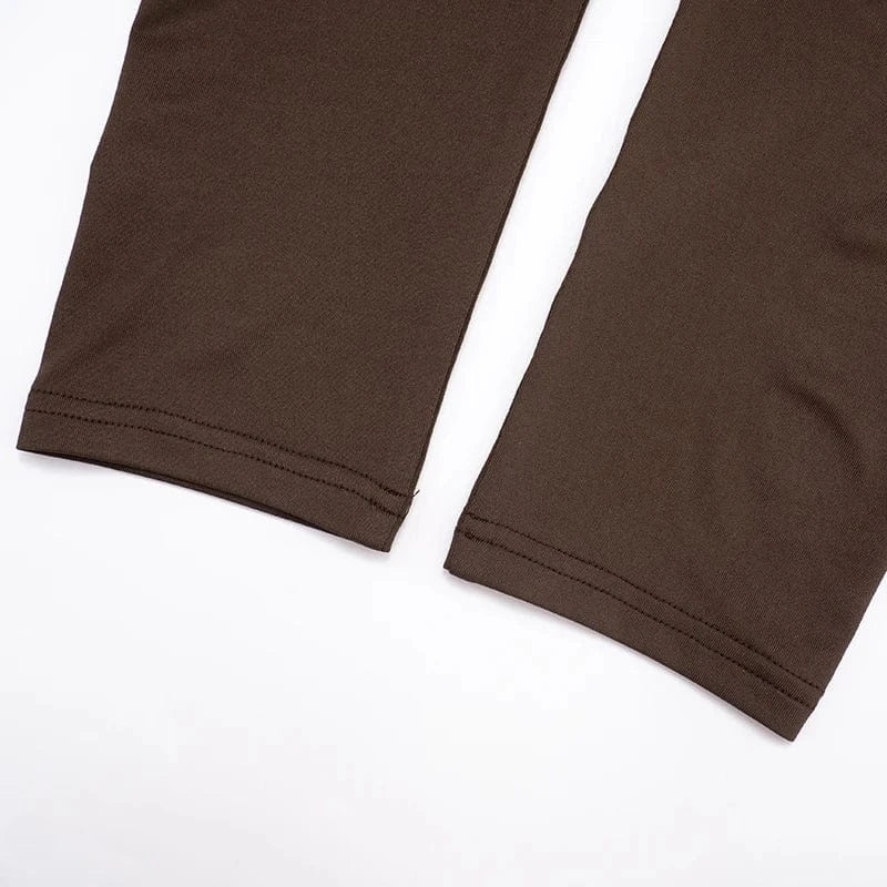 Weird Puss Sexy Casual 3 Piece Set Mesh Full Sleeve o-Neck Crop Tops+Shorts+Foot Cover Matching Autumn Trend Streetwear Outfits