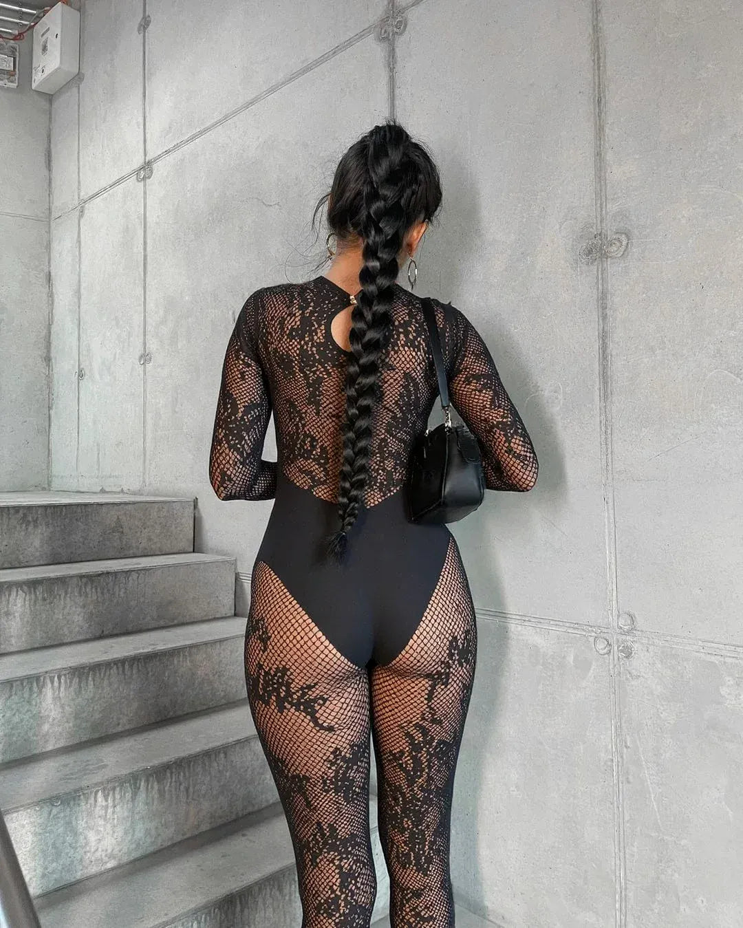 Weird Puss Sexy Hipster Jumpsuit Women Jacquard Coquette Patchwork Skinny Stretch Midnight Club Activity Button Workout Overalls