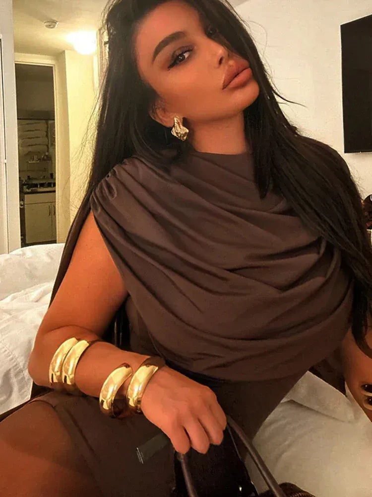 Weird Puss Tassel Swing Collar Bodysuit Women Chic Elegant Hipster Summer Fashion Sleeveless Wild Basic Midnight Stretch Tops