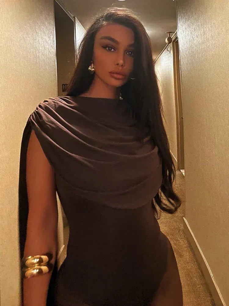 Weird Puss Tassel Swing Collar Bodysuit Women Chic Elegant Hipster Summer Fashion Sleeveless Wild Basic Midnight Stretch Tops - SN Wigs & More