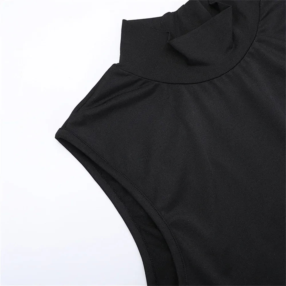 Weird Puss Y2K Butterfly Metal Dress Women Hollow Backless Sleeveless Fitness Cross Bandage Midnight Club Summer Vacation Bodyco