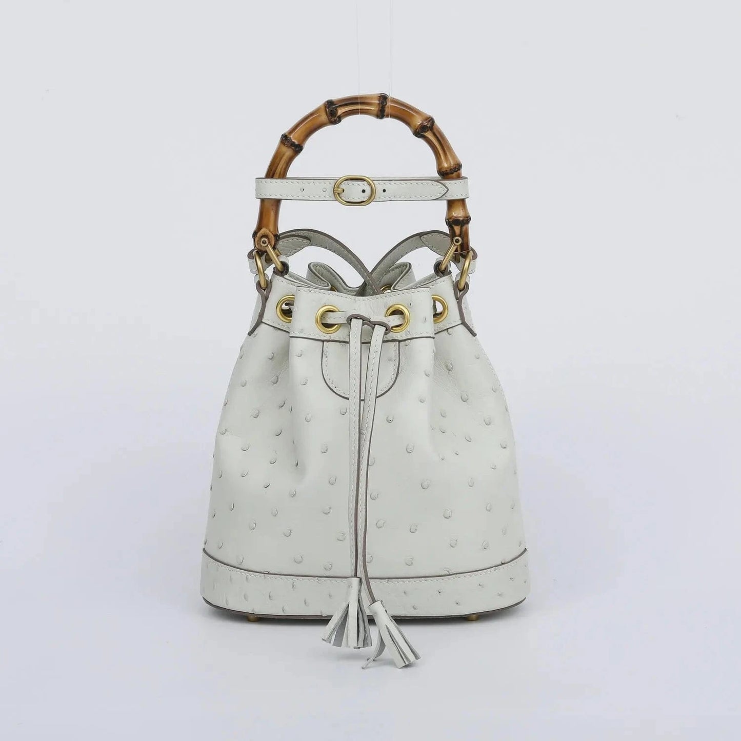 White / 19*30.5*6cm 2025 New Ostrich Leather Women's Top-handle Bags Fashion Genuine Leather Lady Bucket Bag Luxury Shoulder Crossbody Bag