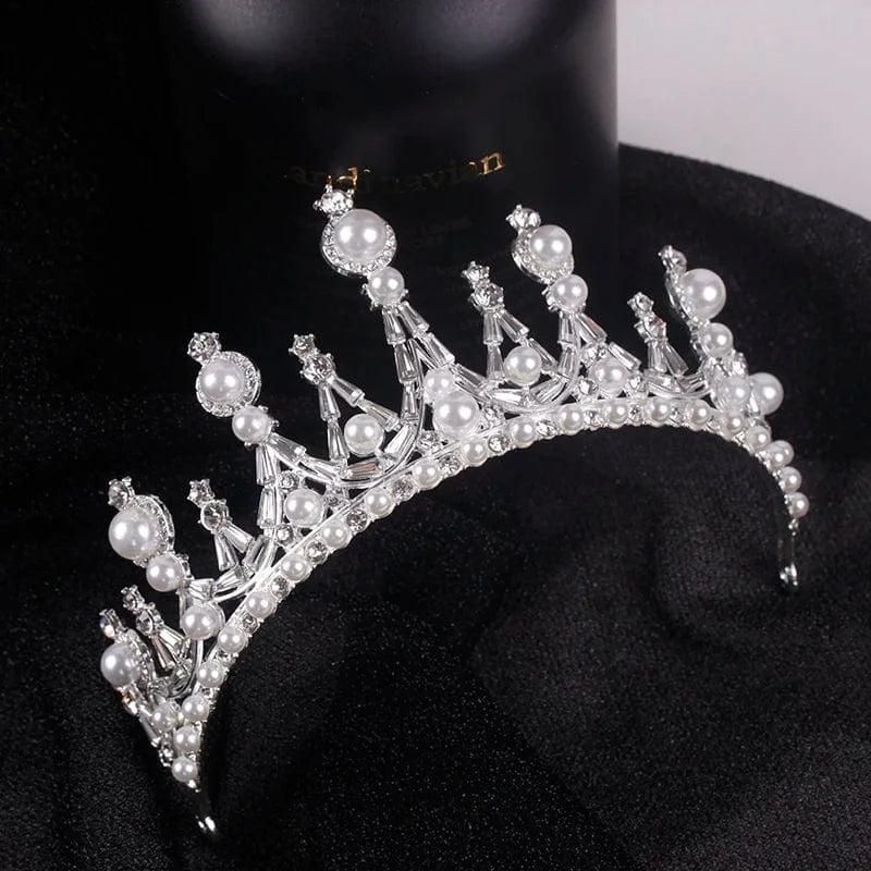 White bride pearl zircon tiaras and crowns wedding jewelry crown wedding accessories crown