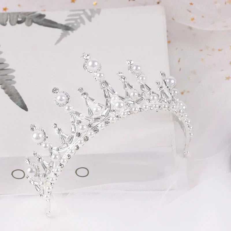 White bride pearl zircon tiaras and crowns wedding jewelry crown wedding accessories crown