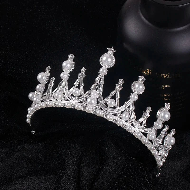 White bride pearl zircon tiaras and crowns wedding jewelry crown wedding accessories crown