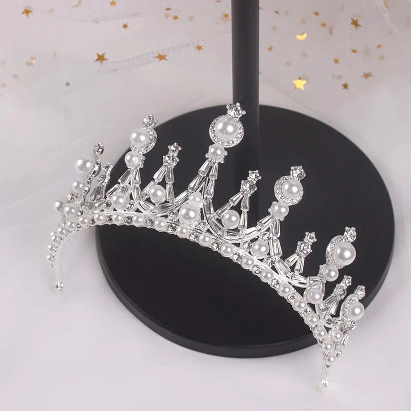 White bride pearl zircon tiaras and crowns wedding jewelry crown wedding accessories crown