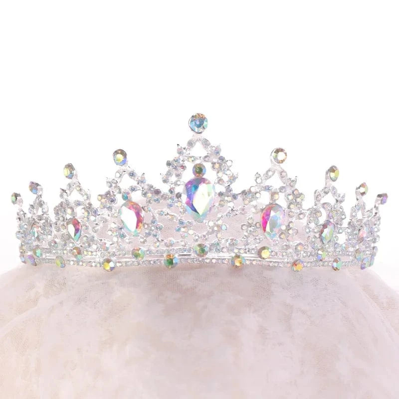 White Cleopatra headpiece flower wedding bridal crown tiara crystal crown