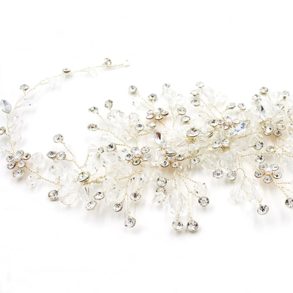 White Elegant Rhinestone Crystal Silver Hair Comb With Pin Clip Wedding Bridal Tiara