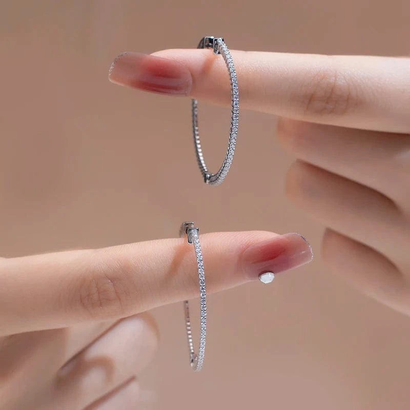 White Fast shipping Classic design  14K white gold moissanite diamond hoop earring