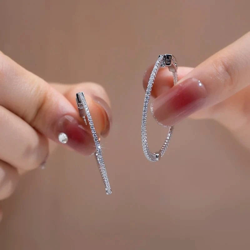 White Fast shipping Classic design  14K white gold moissanite diamond hoop earring