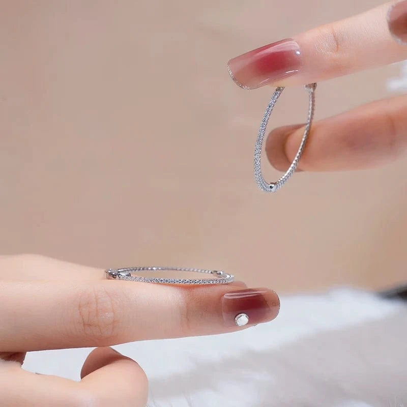 White Fast shipping Classic design  14K white gold moissanite diamond hoop earring