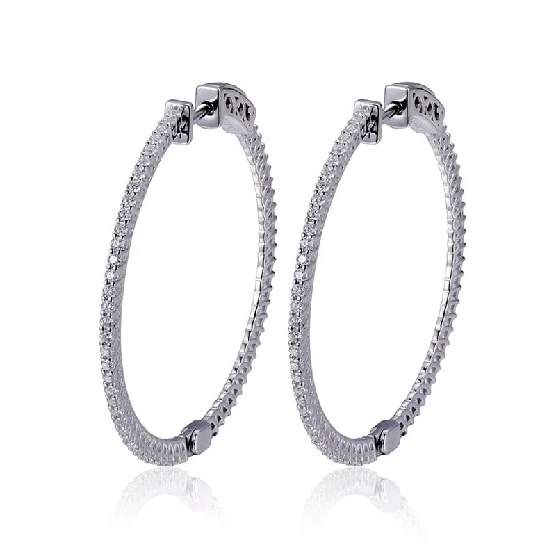 White Fast shipping Classic design  14K white gold moissanite diamond hoop earring