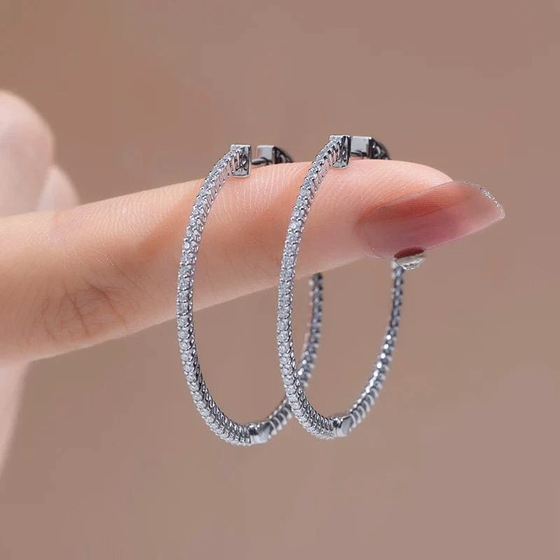White Fast shipping Classic design  14K white gold moissanite diamond hoop earring