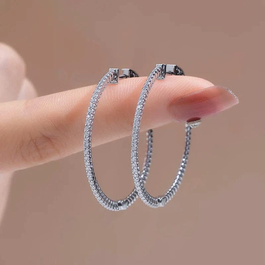 White Fast shipping Classic design  14K white gold moissanite diamond hoop earring