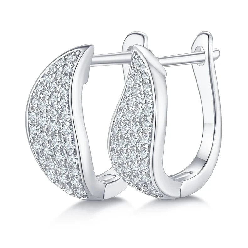 White Gold Plated Fully paved vvs moissanite huggie earrings women 925 silver white/rose/yellow gold plated hip hop earrings moissanite jewelry
