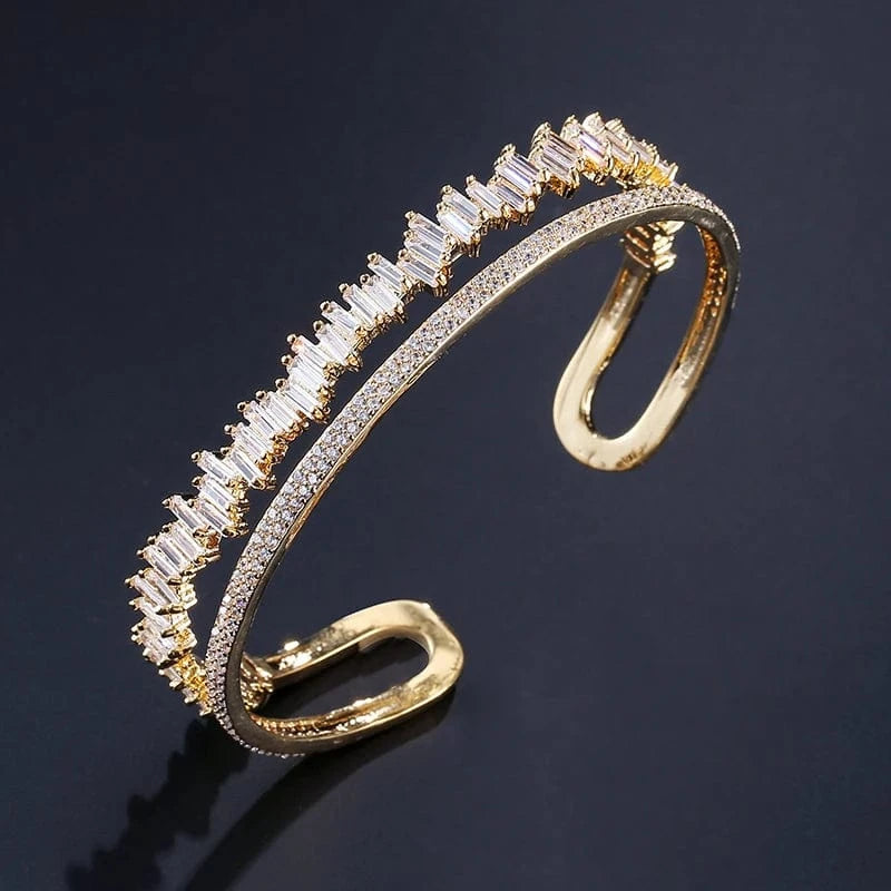 white gold plating RAKOL BP167 silver crystal bangle cubic zirconia bangle for women
