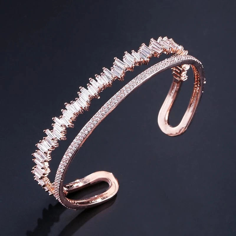white gold plating RAKOL BP167 silver crystal bangle cubic zirconia bangle for women